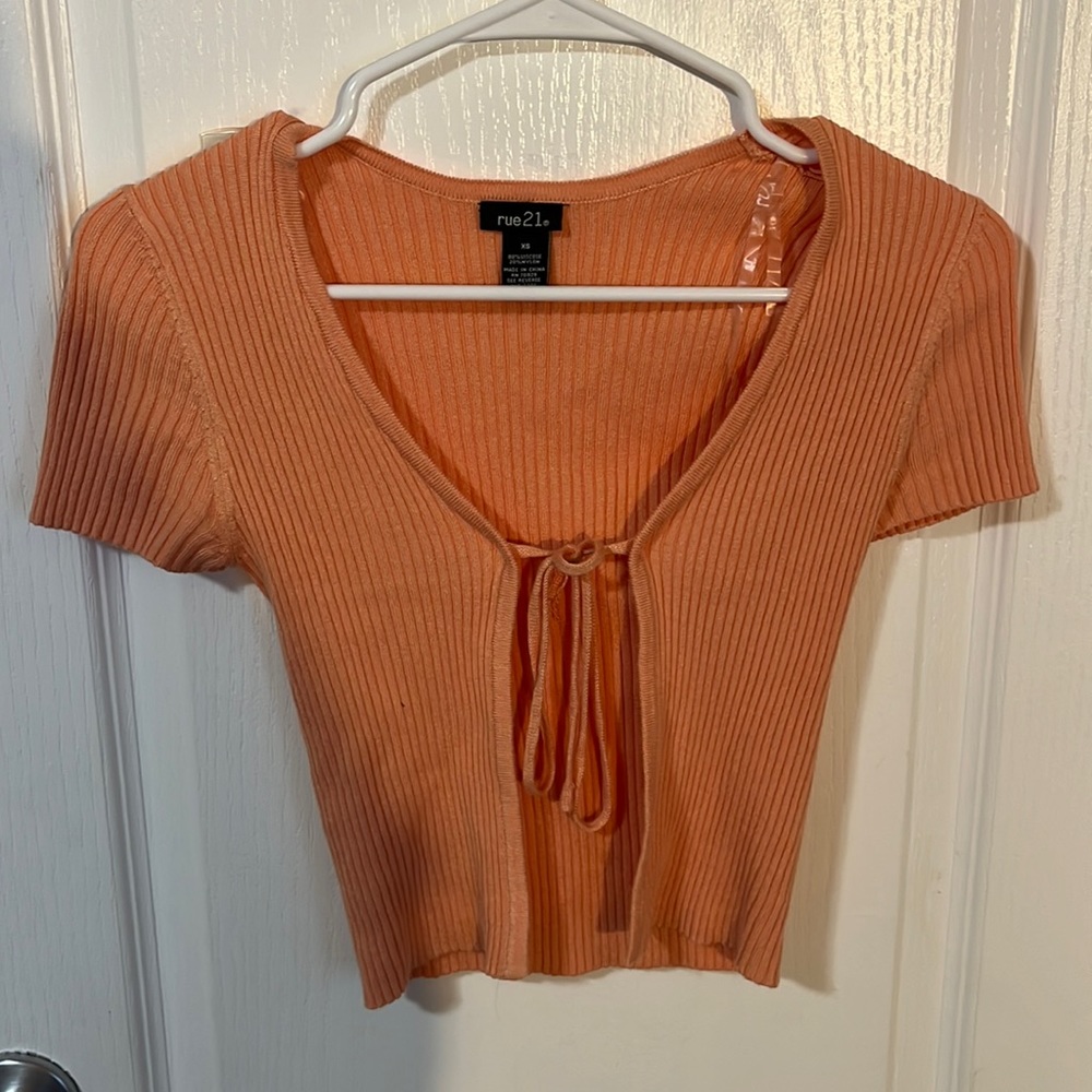 Never worn peach shirt/cardigan! From rue 21
